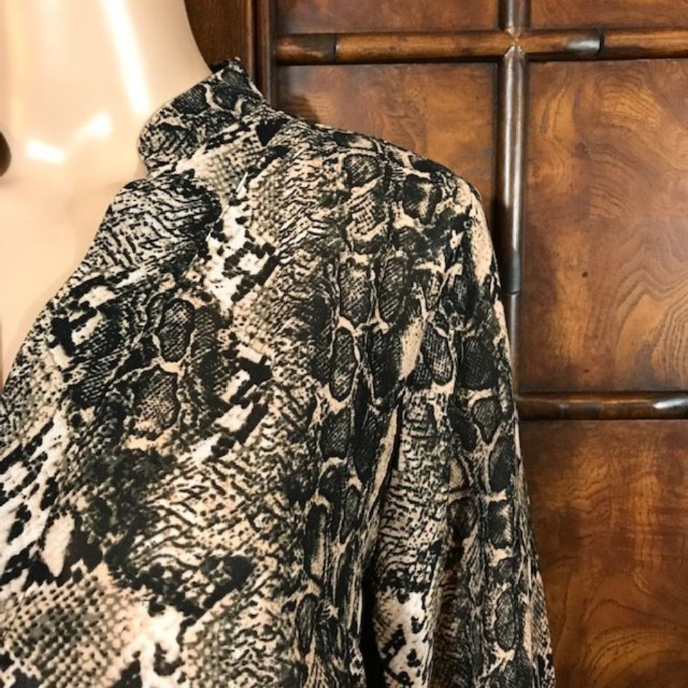 Joan Rivers Natural Python Micro Crepe Overlay V-neck Top - Picture 7 of 13